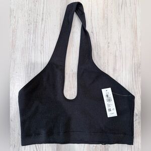 Garage Black Halter Ribbed Tank Top